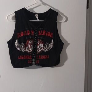 Road Warrior Graphic Crop Tank Top - Black & Red